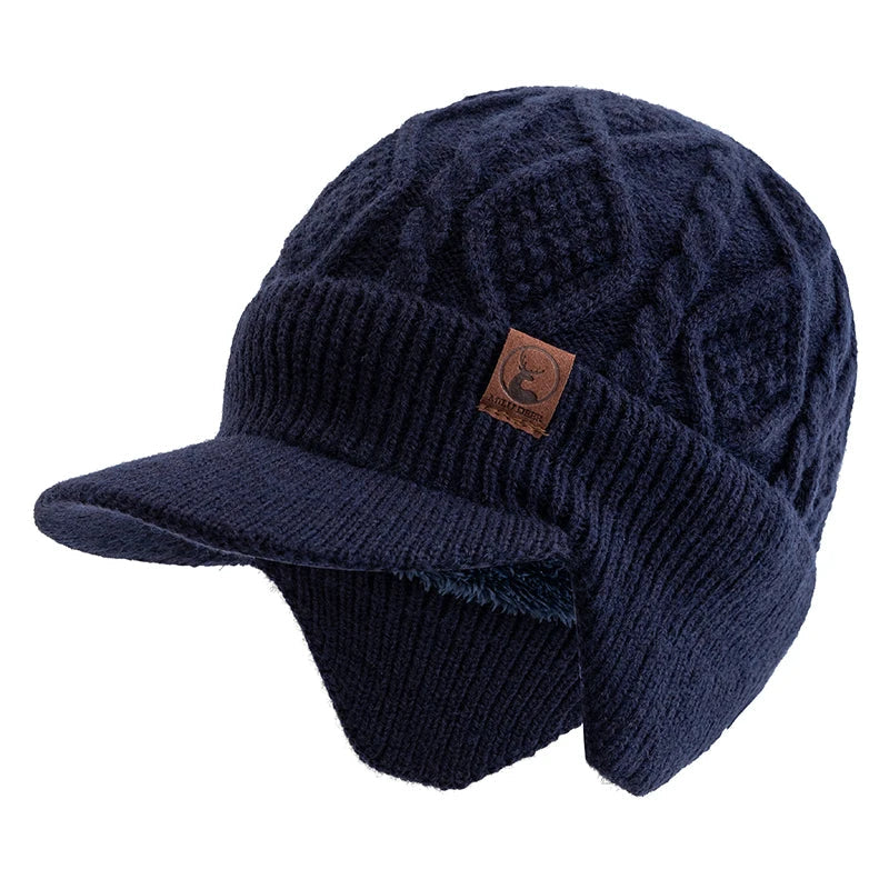 New Unisex Winter Hat Plush Fur Lined Warm Earflap Cap Stylish Soft Beanie Hat Outdoor Thick Ski Sports Knitted Hat Purest Peak
